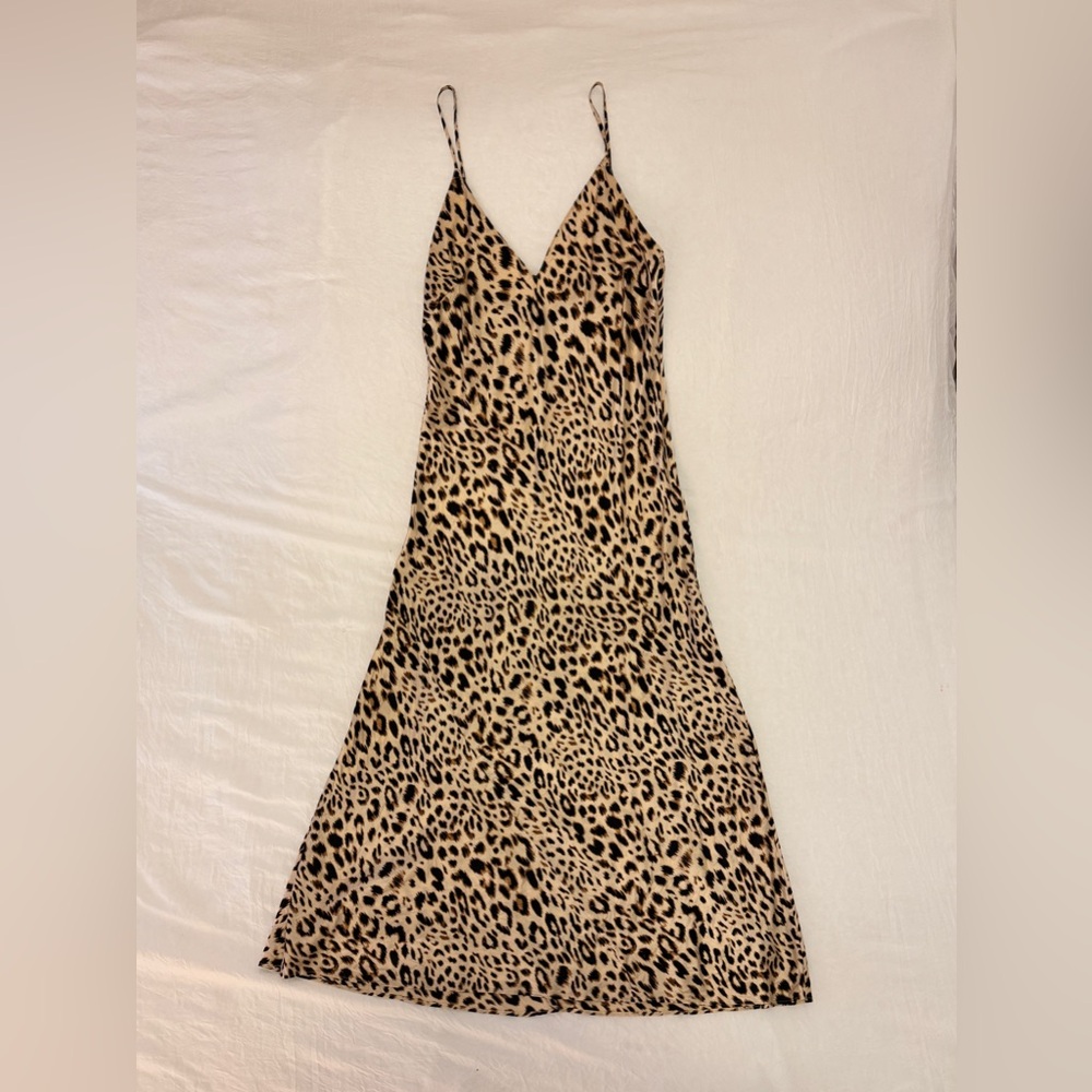 Victoria’s Secret 100% Mulberry Silk, Leopard Print Slip Dress, XS